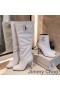 Jimmy Choo Mahesa 100 Ginocchio Stivaletti Donna in Pelle di Vitello Con JC Emblema Bianco