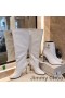 Jimmy Choo Mahesa 100 Ginocchio Stivaletti Donna in Pelle di Vitello Con JC Emblema Bianco