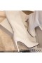 Jimmy Choo Mahesa 100 Ginocchio Stivaletti Donna in Pelle di Vitello Con JC Emblema Bianco