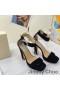 Jimmy Choo Mionne 115 Piattaforma Sandali Donna In Pelle Scamosciata Con Cristallo Fibbia Nero