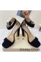 Jimmy Choo Mionne 115 Piattaforma Sandali Donna In Pelle Scamosciata Con Cristallo Fibbia Nero