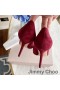 Jimmy Choo Romy Pompe Di Donne In Pelle Scamosciata Con Perla Impreziosito Borgogna