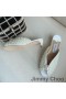 Jimmy Choo Samantha 35 Muli Donna In Pelle Con Perle Tutto Bianco