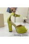 Jimmy Choo Socorie 115 Piattaforma Sandali Donna Raso Con Perla Dettagli Di Limone