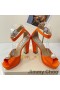 Jimmy Choo Socorie 115 Platform Sandals Women Satin With Pearl Detailing Orange