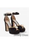 Jimmy Choo Socorie 115 Piattaforma Sandali Donna In Pelle Scamosciata Con Perla Dettagli Nero