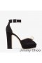Jimmy Choo Socorie 115 Piattaforma Sandali Donna In Pelle Scamosciata Con Perla Dettagli Nero