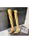 Jimmy Choo x Mugler Sopra Il Ginocchio 105 Calza Stivaletti Donna Maglia a Strisce Giallo/Arancio