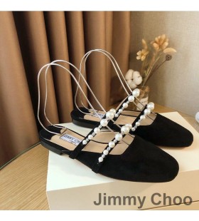 Jimmy Choo Amaya Muli Donna In Pelle Scamosciata Con Abbellimenti Perla Nera