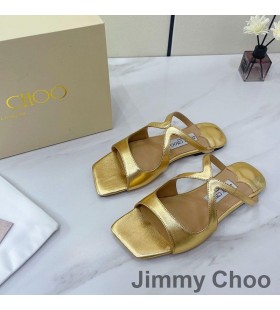 Jimmy Choo Anice Diapositive Delle Donne Della Pelle Verniciata Oro