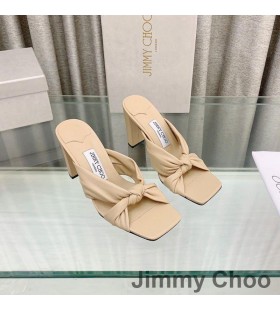 Jimmy Choo Avenue 85 Diapositive Tacco Donna In Pelle Nappa Con Annodata Albicocca
