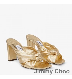 Jimmy Choo Avenue 85 Diapositive Tacco Donna In Pelle Nappa Con Annodata Oro