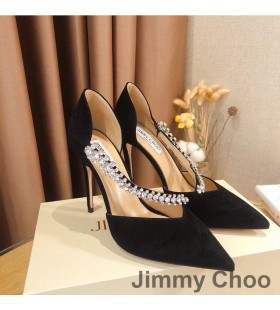 Jimmy Choo Ape 105 Pompe Di Donne In Pelle Scamosciata Con Decorazione Di Cristallo Nero