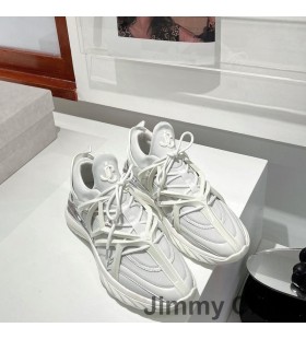 Jimmy Choo Cosmo F Low Top Sneakers Donna In Pelle E Neoprene Bianco