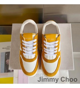 Jimmy Choo Florent M scarpe da ginnastica Donna Crosta e Pelle Con Choo Lettering Bianco/Camel