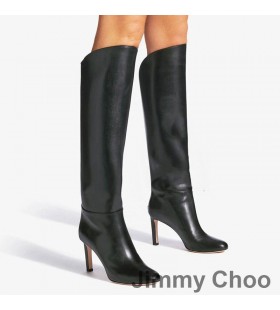Jimmy Choo Karter 100 Ginocchio Stivaletti Donna In Pelle Di Vitello Nero