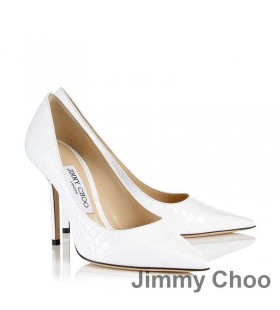 Jimmy Choo Amore 100 Pompe Di Donne Coccodrillo Goffrato Pelle Bianco