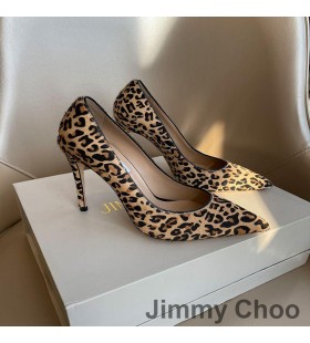 Jimmy Choo Amore 105 Pompe Di Donne Leopard In Pelle Marrone