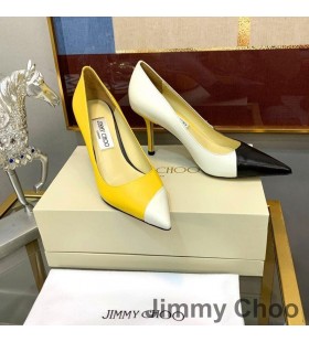 Jimmy Choo Amore 85 Pompe Di Donne Patchwork In Pelle Giallo