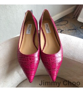 Jimmy Choo Amore Per Appartamenti Donna Di Coccodrillo Goffrato Pelle Rosa