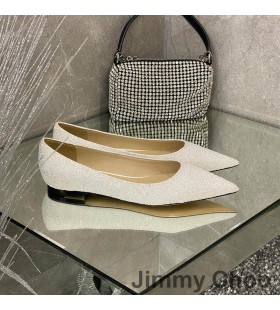 Jimmy Choo Amore Flats Donna Glitter Degradano Il Tessuto Bianco