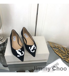 Jimmy Choo Amore Ballerine Donna in pelle Scamosciata Con JC Emblema Nero