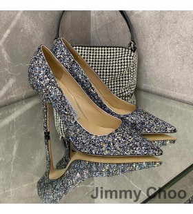 Jimmy Choo Amore Pompe Di Donne Glitter Degradare In Tessuto Grigio/Blu