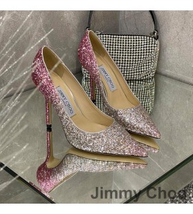 Jimmy Choo Amore Pompe Di Donne Glitter Degradano Il Tessuto Rosa/Argento