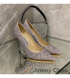 Jimmy Choo Amore Pompe Di Donne Glitter Degradano Il Tessuto Viola