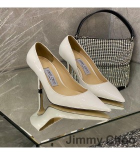 Jimmy Choo Amore Pompe Delle Donne Della Pelle Verniciata Di Bianco