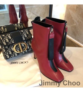 Jimmy Choo Macel 100 Caviglia Stivaletti Donna In Pelle Di Vitello Rosso