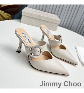 Jimmy Choo Magie 85 Muli Donna In Pelle Nappa Con C-Fibbia Beige