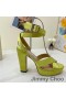)Jimmy Choo(ジミーチュー)ガイア115Platform女性のサンダルサテンレモン