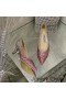 商愛のポンプの女性にキラキラ劣化布にシルバー/ローズ
