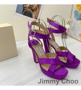 )Jimmy Choo(ã‚¸ãƒŸãƒ¼ãƒãƒ¥ãƒ¼)ã‚¬ã‚¤ã‚¢115Platformå¥³æ€§ã®ã‚µãƒ³ãƒ€ãƒ«ã‚µãƒ†ãƒ³ç´«