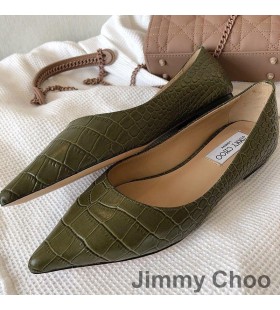 商愛干潟の女性クロコダイルの型押しレザーのオリーブ