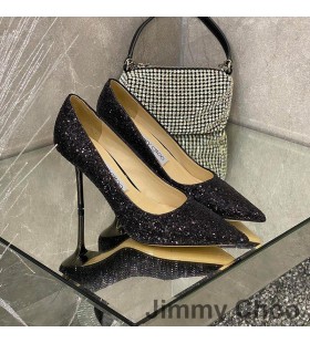 Jimmy Choo Love Pumps Women Glitter Degrade Fabric Black
