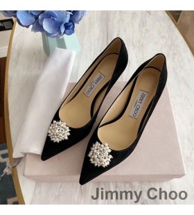 Jimmy Choo Romy Pumps Women Suede With Pearl Embellished Black