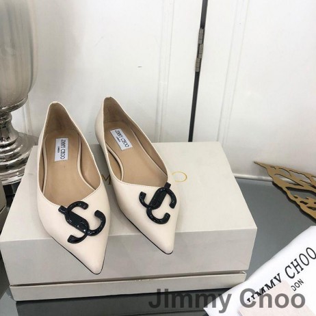 Jimmy Choo Elsker Leiligheter Kvinner Skinn Med JC Emblem Beige