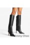 Jimmy Choo Alizze 90 Kne Sokker Kvinner Glatt Skinn Sort