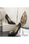 Jimmy Choo Ari 100 Pumper Kvinner Skinn Med JC-Logoen Og Grosgrain Bue Svart