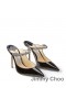 Jimmy Choo Bing 100 Muldyr Kvinner Patent Skinn Med Crystal Stropp Svart