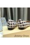 Jimmy Choo Gisela Leiligheter Kvinner Houndstooth-Stjerners Skrive Ut Og Nappa-Skinn-Hvit