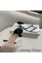 Jimmy Choo Maelie 60 Hæler Lysbilder Kvinner Patent Skinn med Bokstaven Skrive ut Hvit