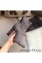 Jimmy Choo Maine 100 Kneet Boots Kvinner Semsket Skinn Med Crystal Pyntet Hæl Grå