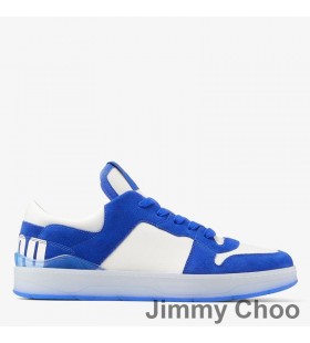 Jimmy Choo Florent M Joggesko Kvinner Crosta og Skinn Med Tøff Skrift Hvit/Blå