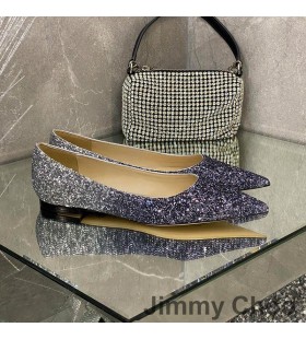 Jimmy Choo Elsker Leiligheter Kvinner Glitter Forringe Stoff Sølv/Svart