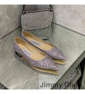 Jimmy Choo Love Flats Women Glitter Degrade Fabric Violet