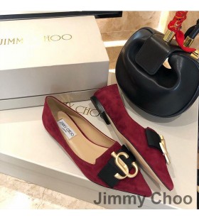 Jimmy Choo Elsker Leiligheter Kvinner Semsket skinn Med JC-Emblem, Røde