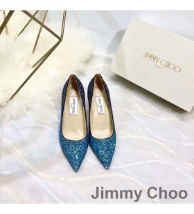 Jimmy Choo Kjærlighet Pumper Kvinner Glitter Forringe Stoff Blå
